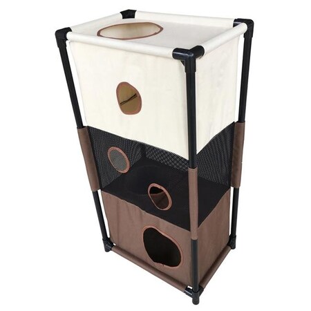 Petpurifiers Kitty Square Soft Folding Pet Cat House Furniture; Khaki & Brown - One Size PE808386